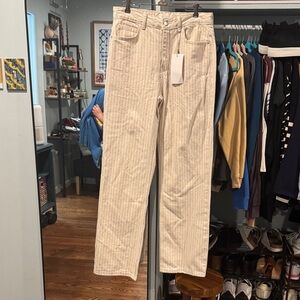 Zara High Rise Wide Leg Vertical Striped Jean Size 6 NWT